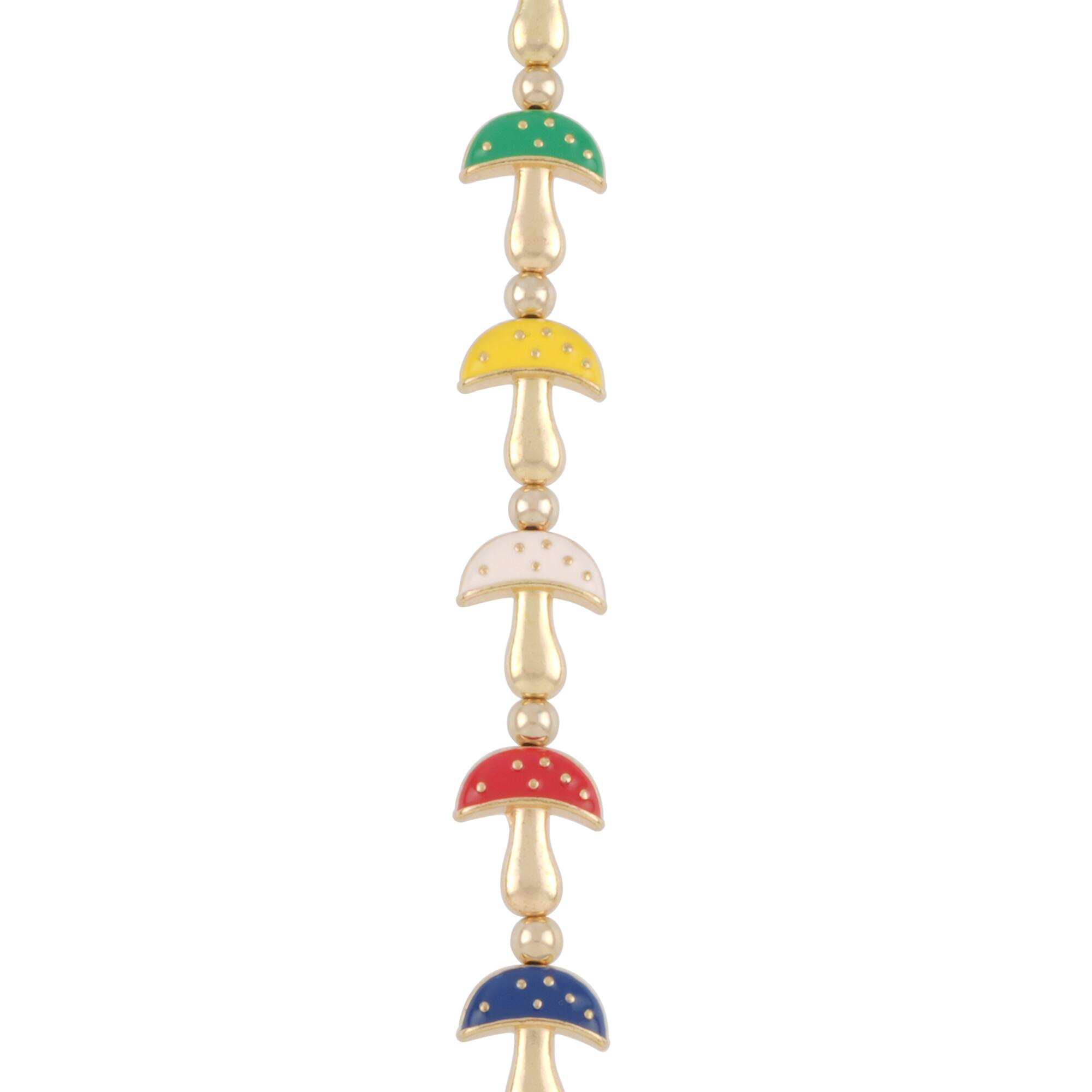 Multicolor Enamel Metal Mushroom Beads, 16mm by Bead Landing™